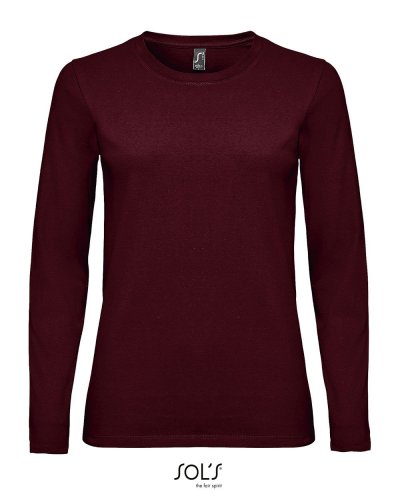 T-shirt donna Imperial maniche lunghe Rosso Borgogna