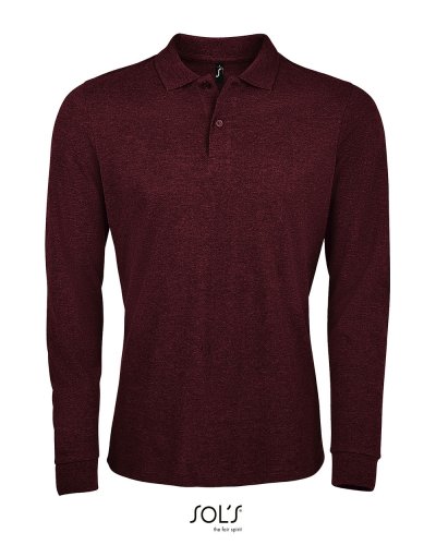 Polo Perfect men maniche lunghe Rosso Borgogna Melange