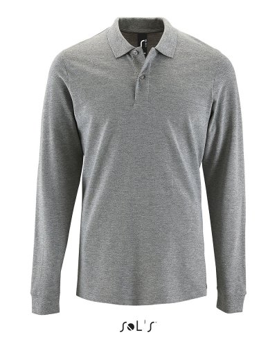 Polo Perfect men maniche lunghe Grigio Medio Melange