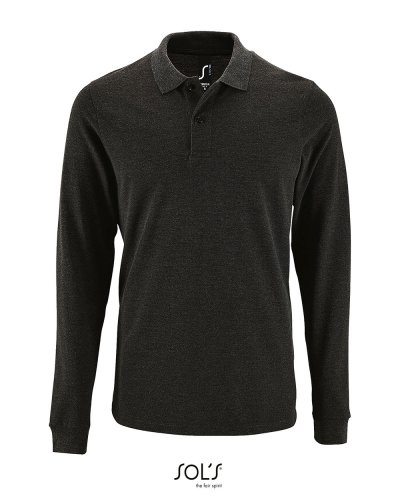 Polo Perfect men maniche lunghe Antracite Melange