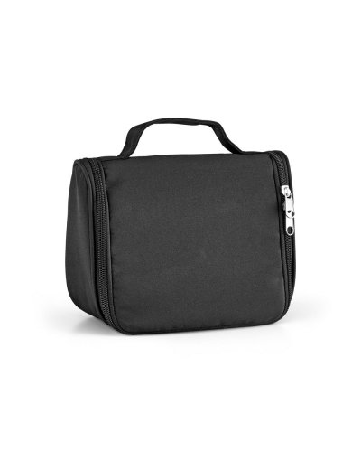 Beauty case con tasche interne e gancio Nero