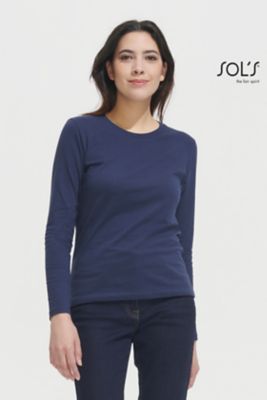 Imperial T-shirt donna cotone 100% maniche lunghe, sfiancata