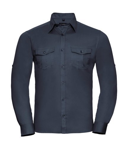 Camisa de hombre de algodón twill Modern Fit de manga larga con vuelta