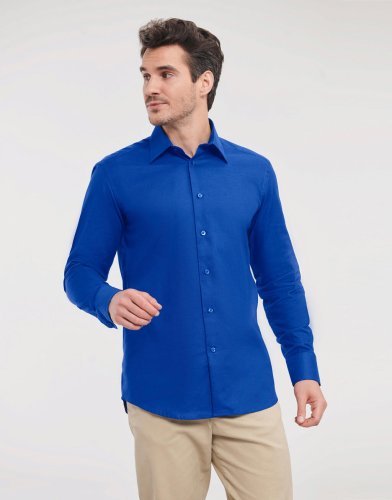 Chemise Oxford homme Tailored Fit blanche, col rigide, Malfini