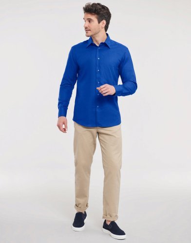 Chemise Oxford homme Tailored Fit blanche, col rigide, Malfini
