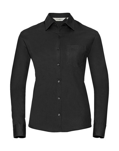 Chemise en popeline de coton classique ajustée à manches longues