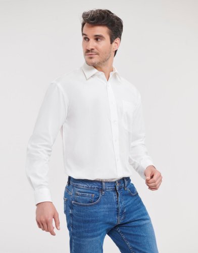 Camicia classica uomo cotone Popeline maniche lunghe