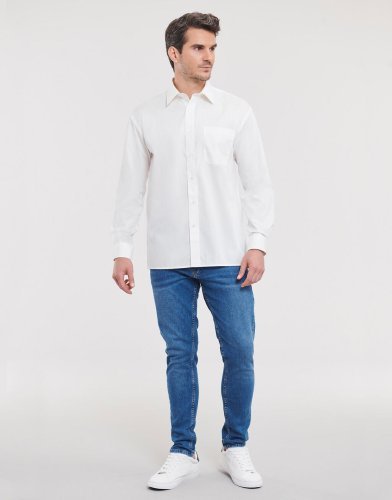Camicia classica uomo cotone Popeline maniche lunghe