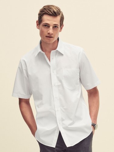 Camicia uomo  popeline bianca maniche corte Classic Fit