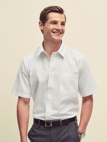 Camicia uomo  popeline bianca maniche corte Classic Fit