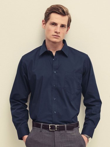 Camicia Uomo  Popeline Manica Lunga Cotone Poliestere