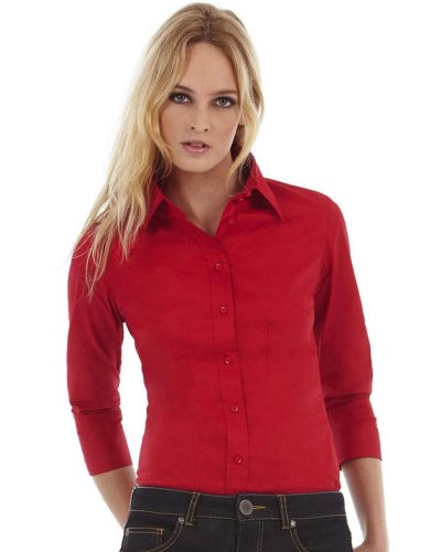 Camicia donna in popeline maniche 3/4
