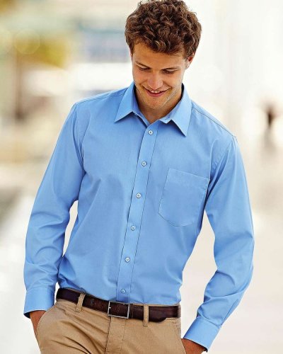 Camicia uomo in popeline maniche lunghe