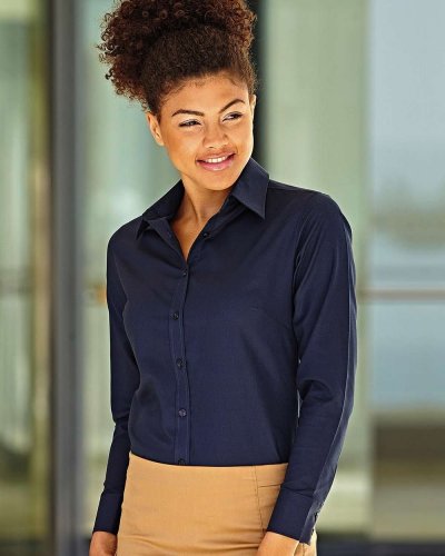 Camicia donna Oxford maniche lunghe bottoni in tinta