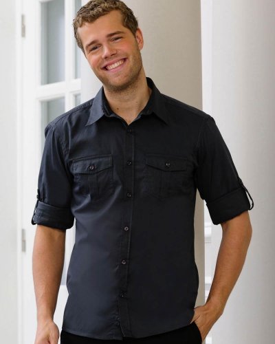 Camicia uomo maniche lunghe con risvolto