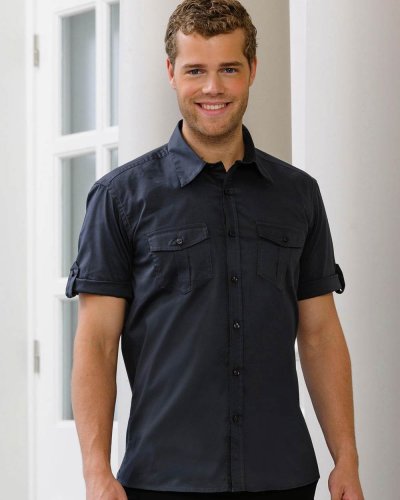 Camicia uomo maniche corte con risvolto