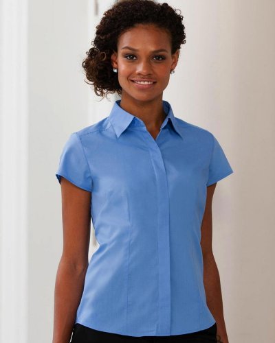 Camicia donna popeline maniche corte ad aletta