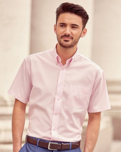 Camicia uomo Oxford base arrotondata maniche corte