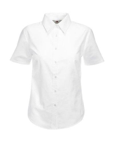 Camicia donna bottoni perlati Oxford maniche corte