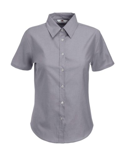 Camicia donna bottoni perlati Oxford maniche corte