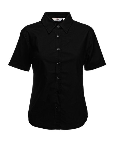 Camicia donna bottoni perlati Oxford maniche corte