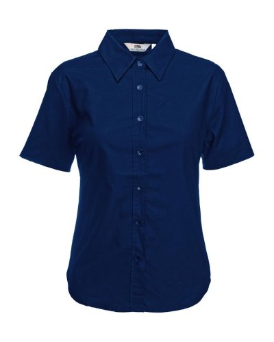 Camicia donna bottoni perlati Oxford maniche corte