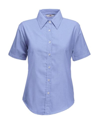 Camicia donna bottoni perlati Oxford maniche corte