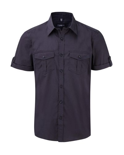 Camicia uomo maniche corte con risvolto