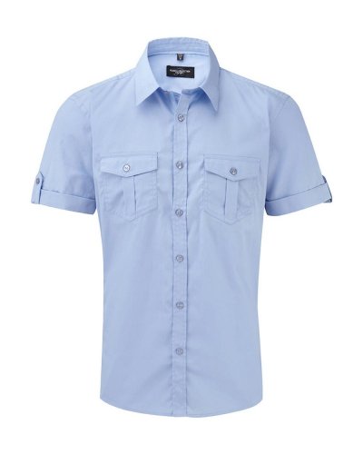 Camicia uomo maniche corte con risvolto