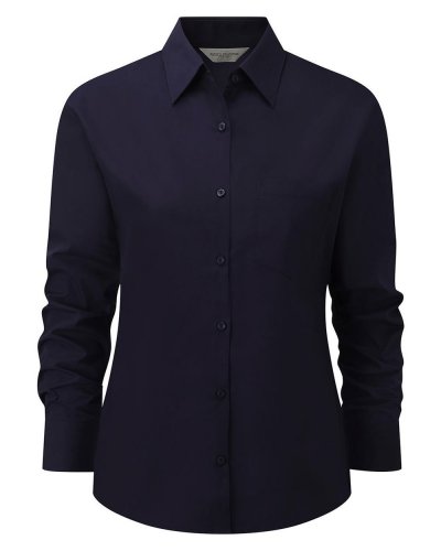 Camicia donna popeline maniche lunghe con taschino French Navy