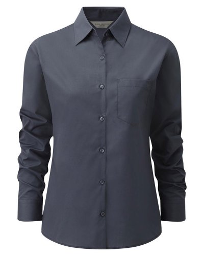 Camicia donna popeline maniche lunghe con taschino Convoy Grey