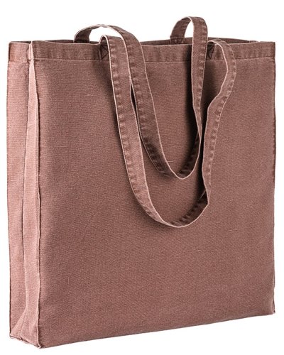 Shopper in cotone stonewashed Marrone