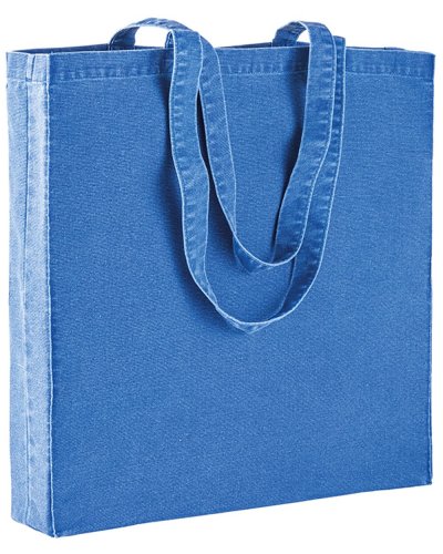 Shopper in cotone stonewashed Blu Royal