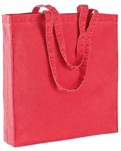 Shopper in cotone stonewashed Rosso