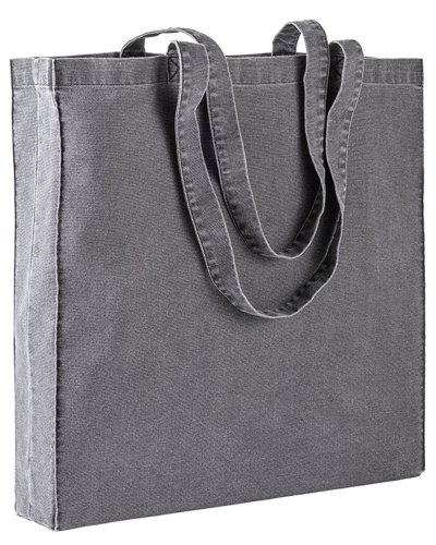 Shopper in cotone stonewashed Nero