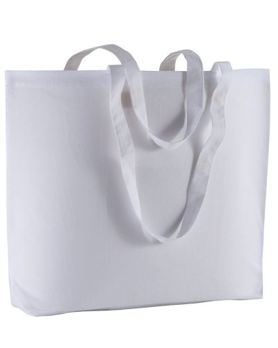 Shopper in cotone maxi con soffietto da 135 gr Bianco