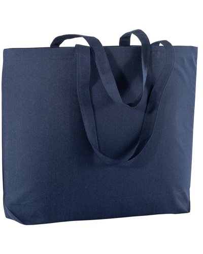 Shopper in cotone maxi con soffietto da 135 gr Blu scuro