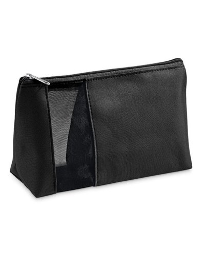 Beauty case in microfibra con rete Nero