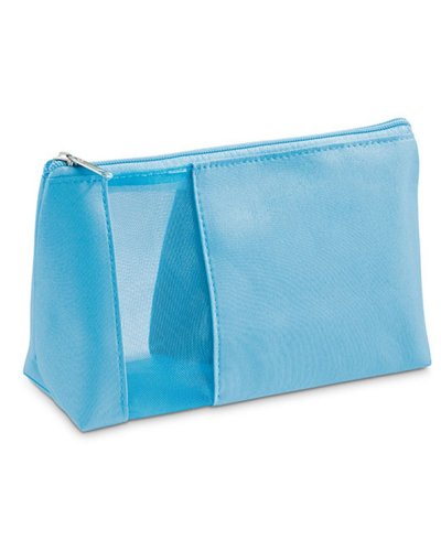 Beauty case in microfibra con rete Azzurro