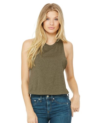 Tank Top corto schiena nuotatore donna Heather Olive