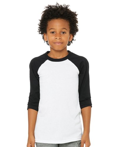 T-shirt Baseball ragazzo maniche 3/4 White/Black