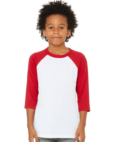 T-shirt Baseball ragazzo maniche 3/4 White/Red