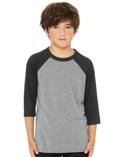 T-shirt Baseball ragazzo maniche 3/4 Grey / Charcoal Black Triblend