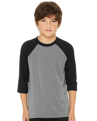 T-shirt Baseball ragazzo maniche 3/4 Deep Heather / Black