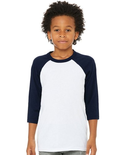 T-shirt Baseball ragazzo maniche 3/4 White/Navy