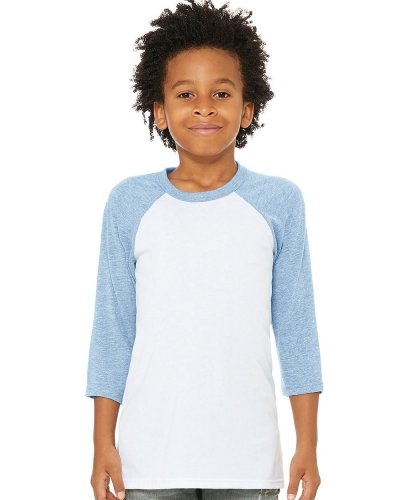 T-shirt Baseball ragazzo maniche 3/4 White/Denim
