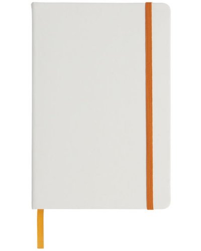 Notebook A5 Spectrum bianco con elastico colorato Solido bianco / Arancio