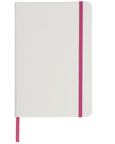 Notebook A5 Spectrum bianco con elastico colorato Solido bianco / Rosa