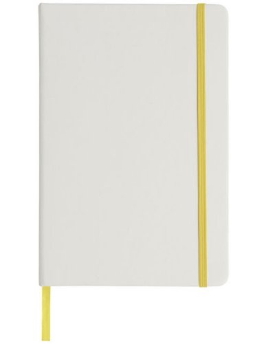 Notebook A5 Spectrum bianco con elastico colorato Giallo / Solido Bianco
