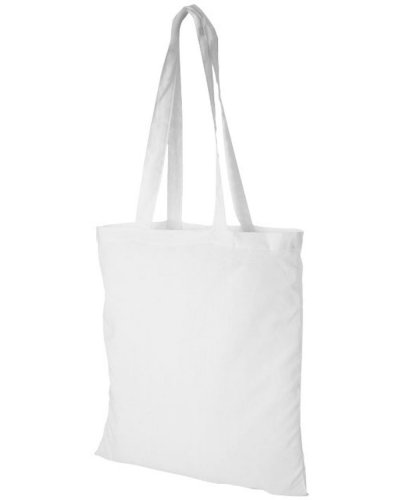 Shopper colorata in cotone manici lunghi da 140 gr Solido Bianco